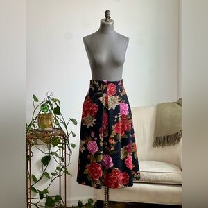 Zara A-Line Skirt with Red and Pink Floral Design
